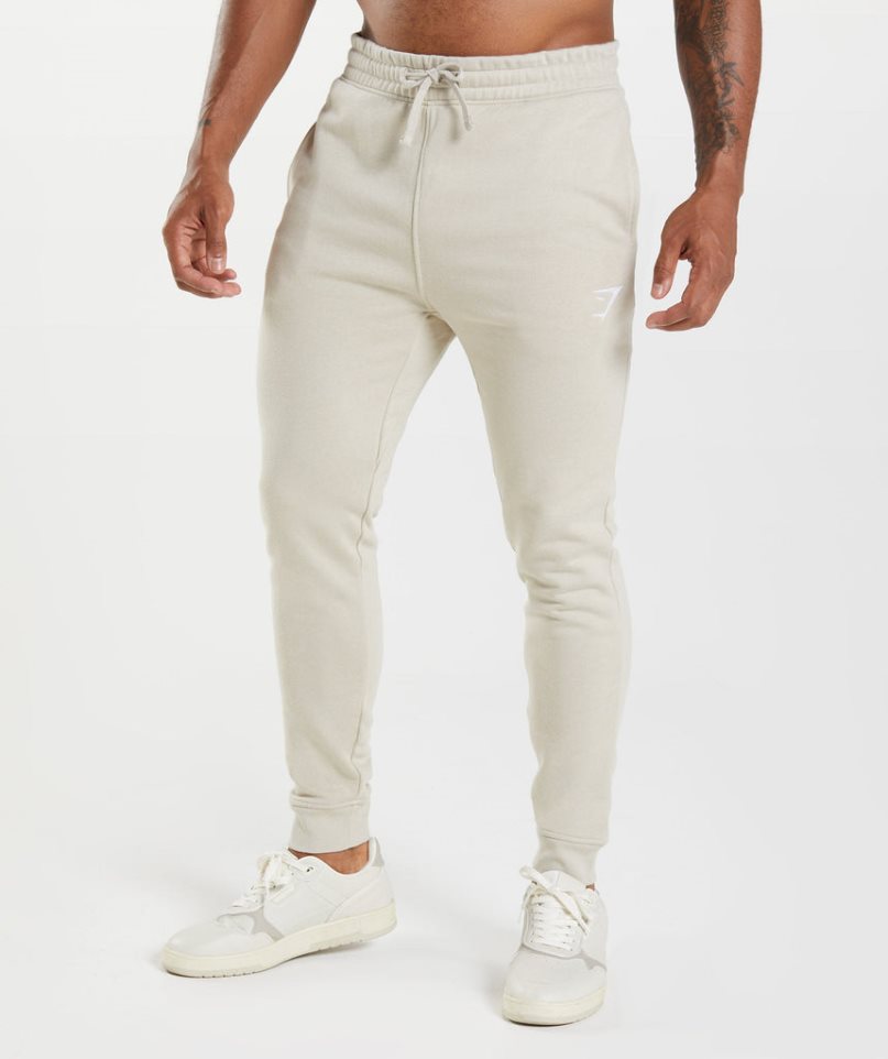 Men\'s Gymshark Crest Jogger Cream | CA 156A8D